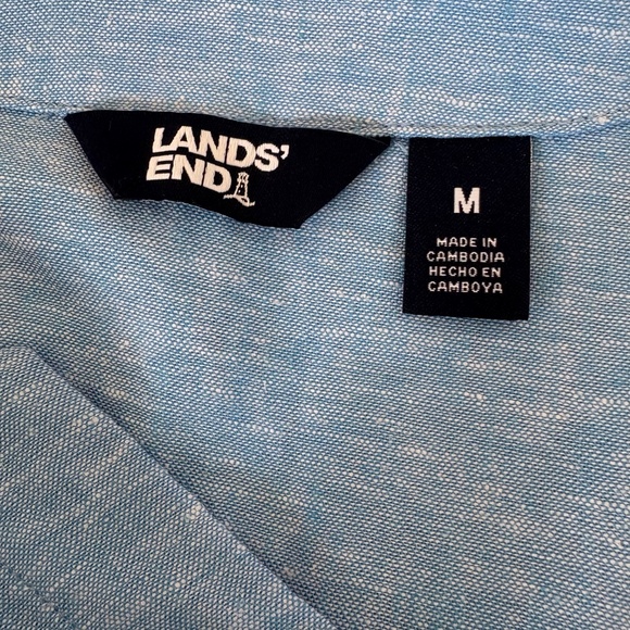 Lands' End Womens Linen Blend Tunic Top Blue‎ Coastal Lagenlook Sz Medium NWT - Picture 6 of 7